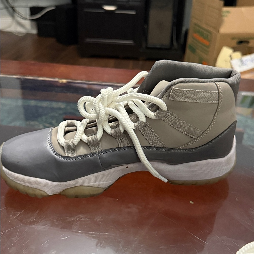 Jordan Gray and White High-Top Sneakers - Picture 4 of 7